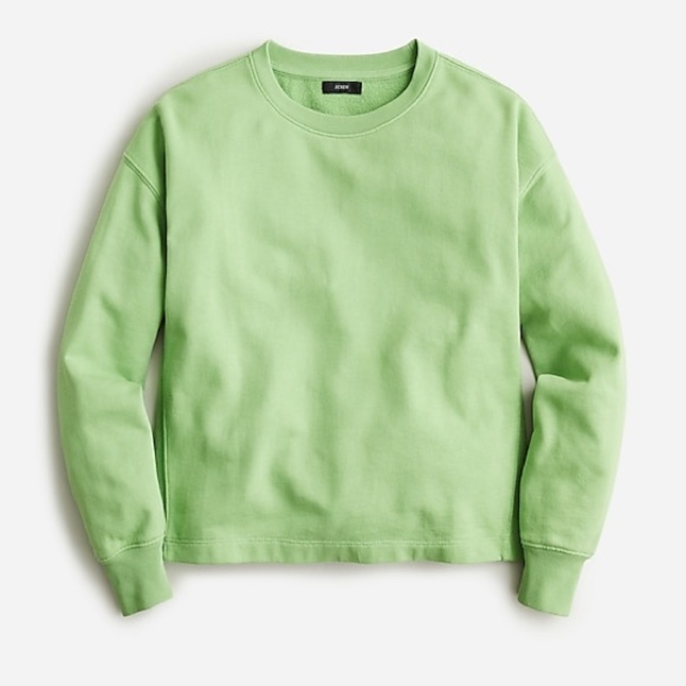 J crew University terry cropped crewneck sweatshirt